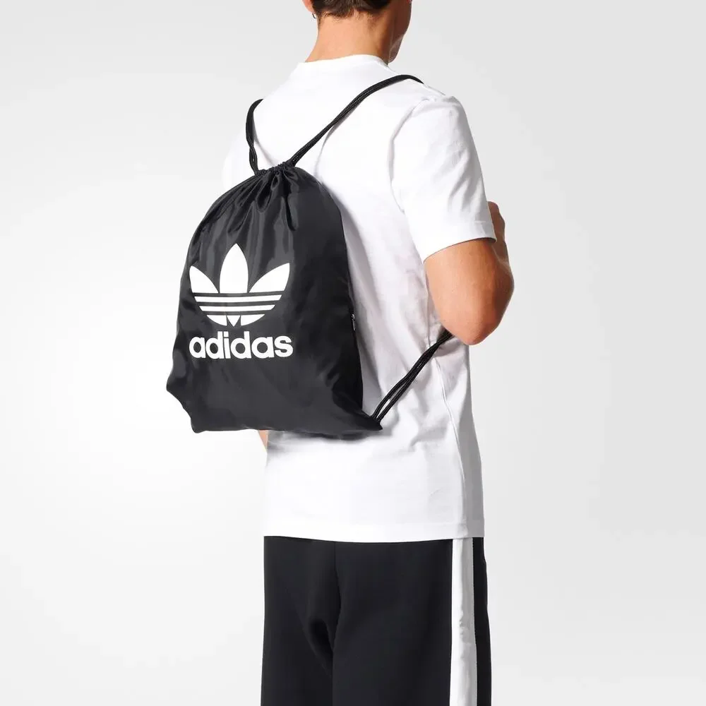 NWT adidas Originals Trefoil Sackpack Black White Drawstring Gym Bag